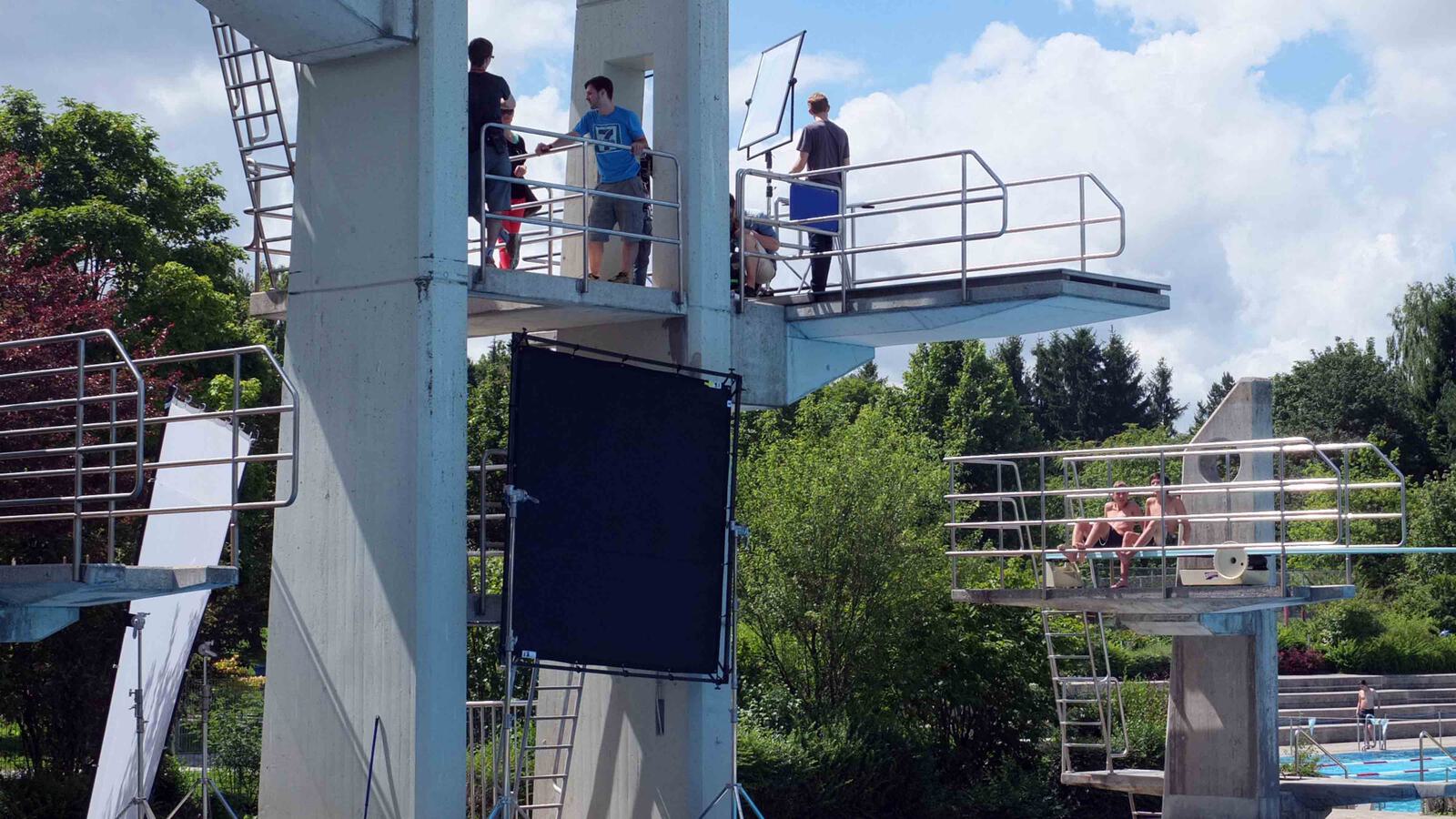 Werbefilmdreh in Freibad