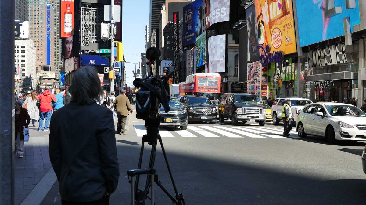 Dreharbeiten am Times-Square