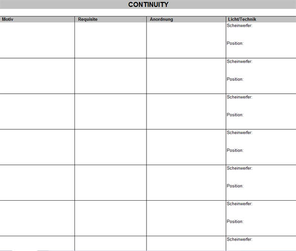 Film-Formulare: Filmformular Continuity